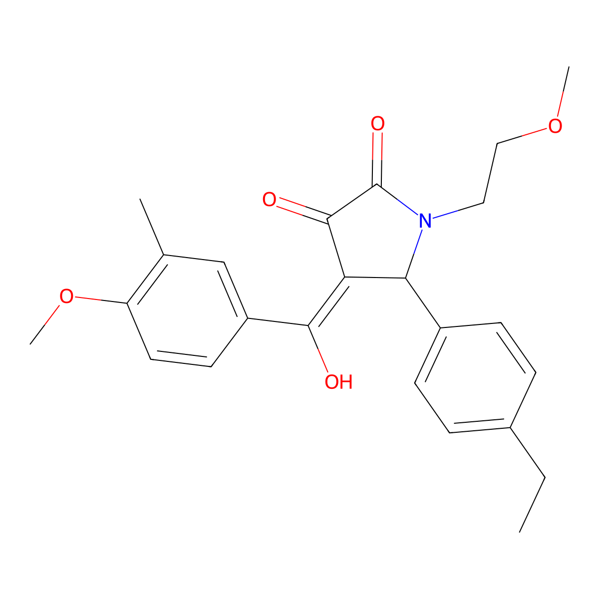 5-(4-ethylphenyl)-3-hydroxy-4-(4-methoxy-3-methylbenzoyl)-1-(2-methoxyethyl)-2,5-dihydro-1H-pyrrol-2-one molecular structure, CAS 499209-40-4