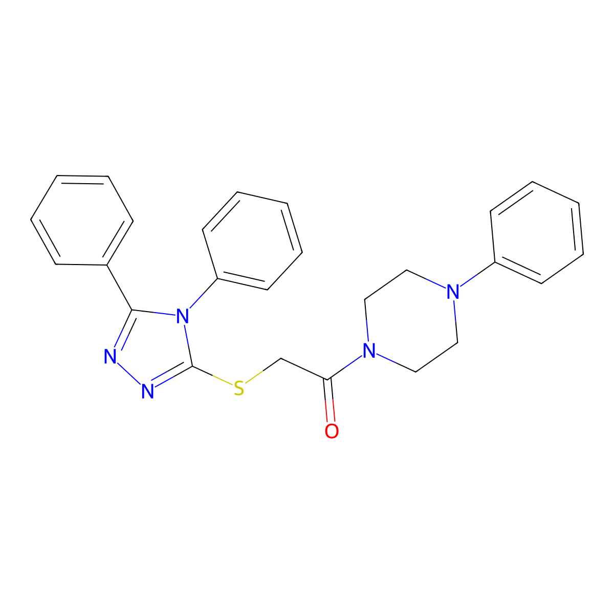 2-[(4,5-Diphenyl-1,2,4-triazol-3-yl)sulfanyl]-1-(4-phenylpiperazin-1-yl)ethanone molecular structure, CAS 499209-47-1