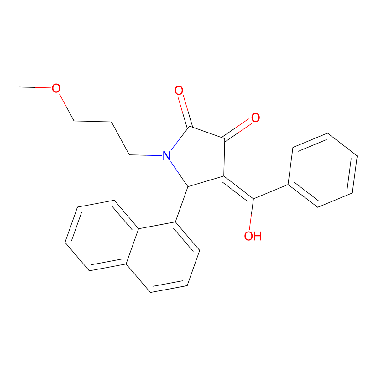 4-benzoyl-3-hydroxy-1-(3-methoxypropyl)-5-(naphthalen-1-yl)-2,5-dihydro-1H-pyrrol-2-one molecular structure, CAS 499209-50-6