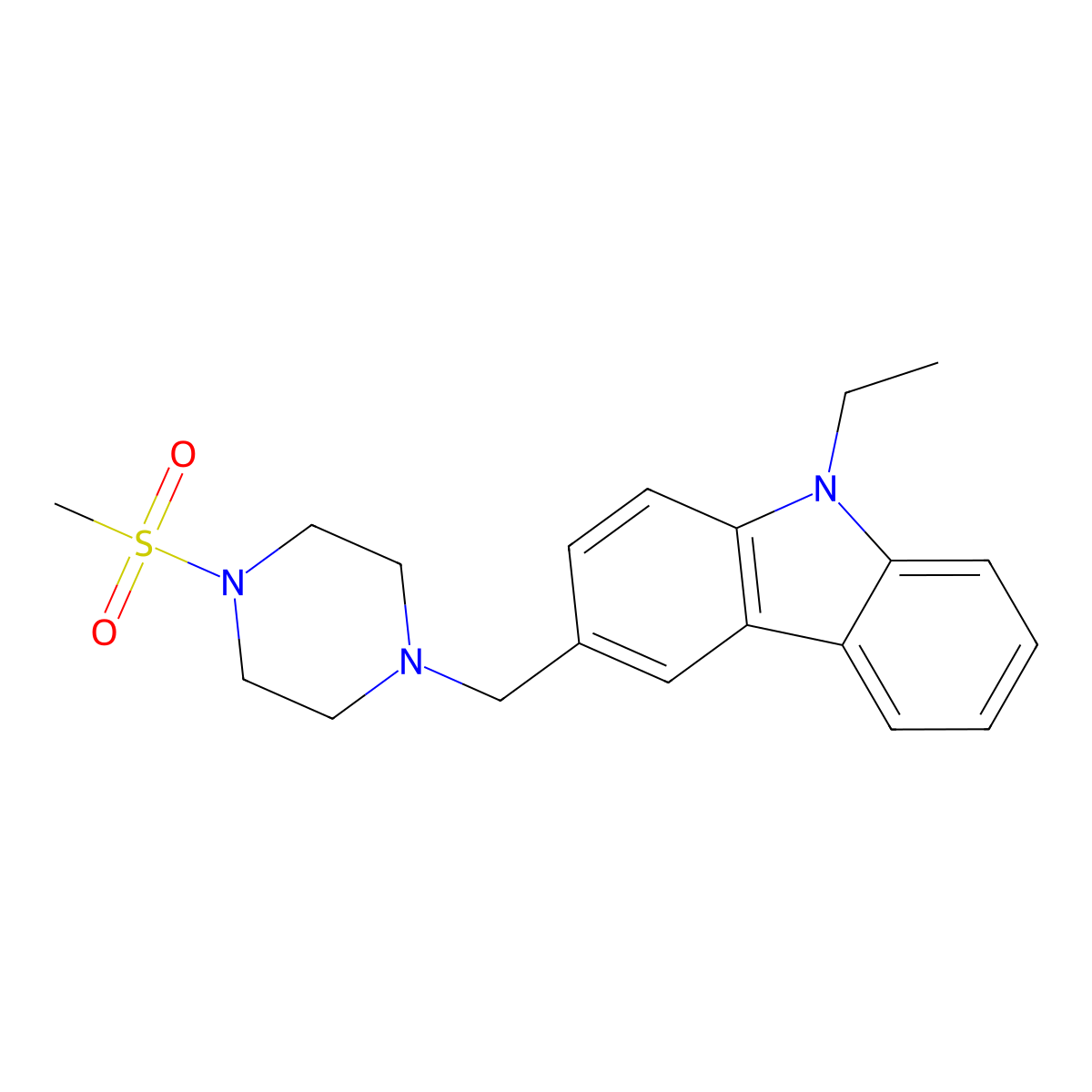 9-Ethyl-3-[(4-methylsulfonylpiperazin-1-yl)methyl]carbazole molecular structure, CAS 499209-68-6