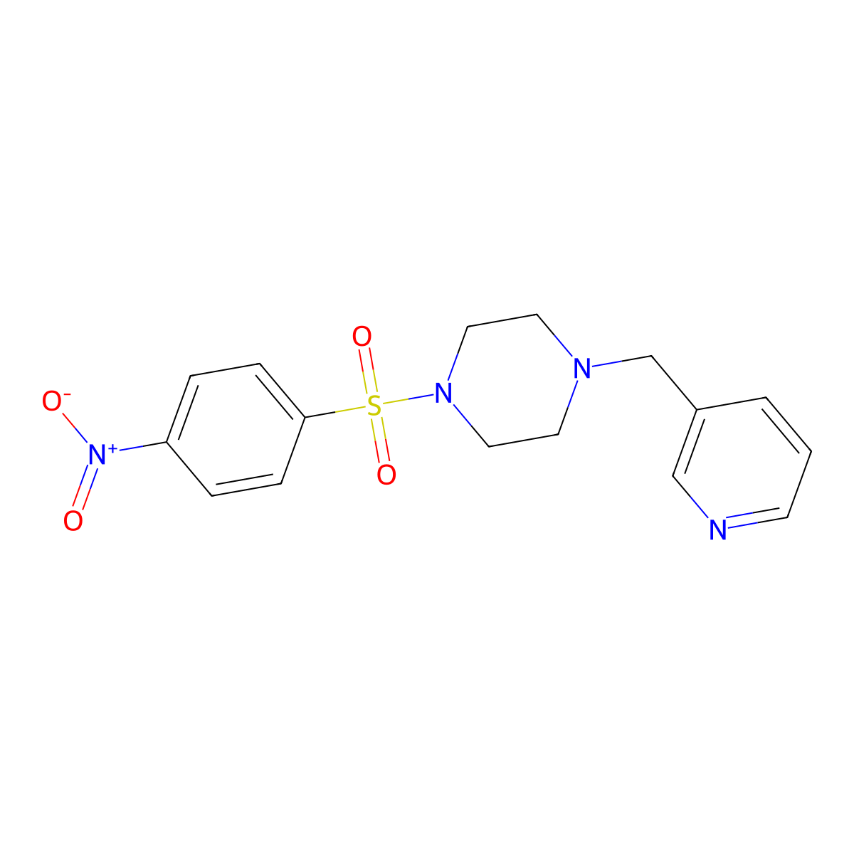 1-(4-Nitrophenyl)sulfonyl-4-(pyridin-3-ylmethyl)piperazine molecular structure, CAS 499209-75-5