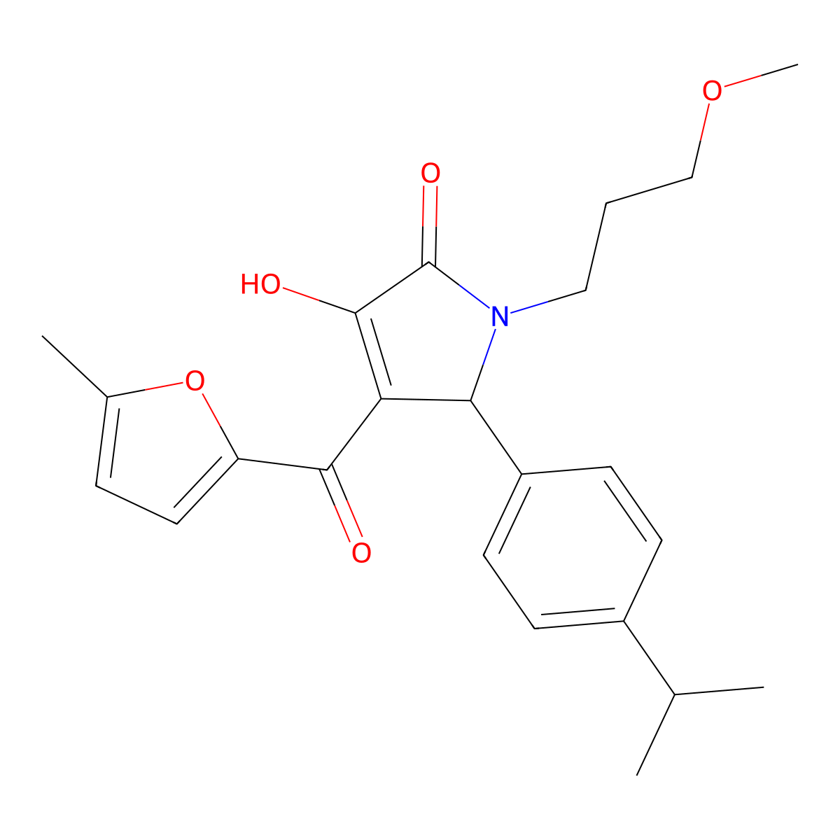 3-hydroxy-5-(4-isopropylphenyl)-1-(3-methoxypropyl)-4-(5-methyl-2-furoyl)-1,5-dihydro-2H-pyrrol-2-one molecular structure, CAS 499209-87-9