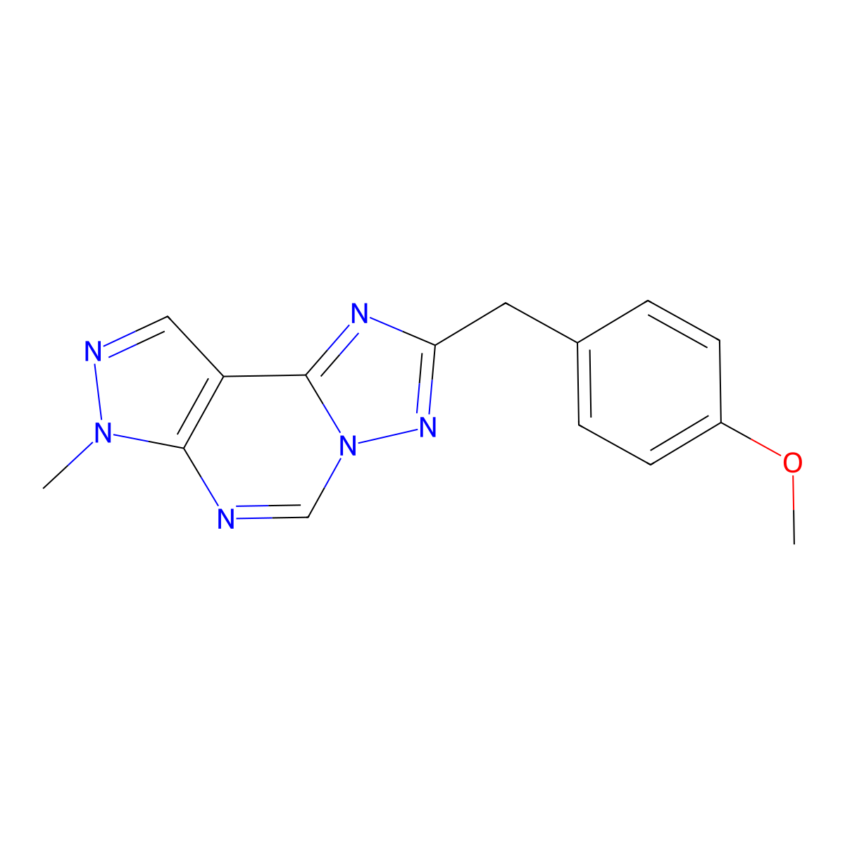 2-(4-methoxybenzyl)-7-methyl-7H-pyrazolo[4,3-e][1,2,4]triazolo[1,5-c]pyrimidine molecular structure, CAS 499209-93-7