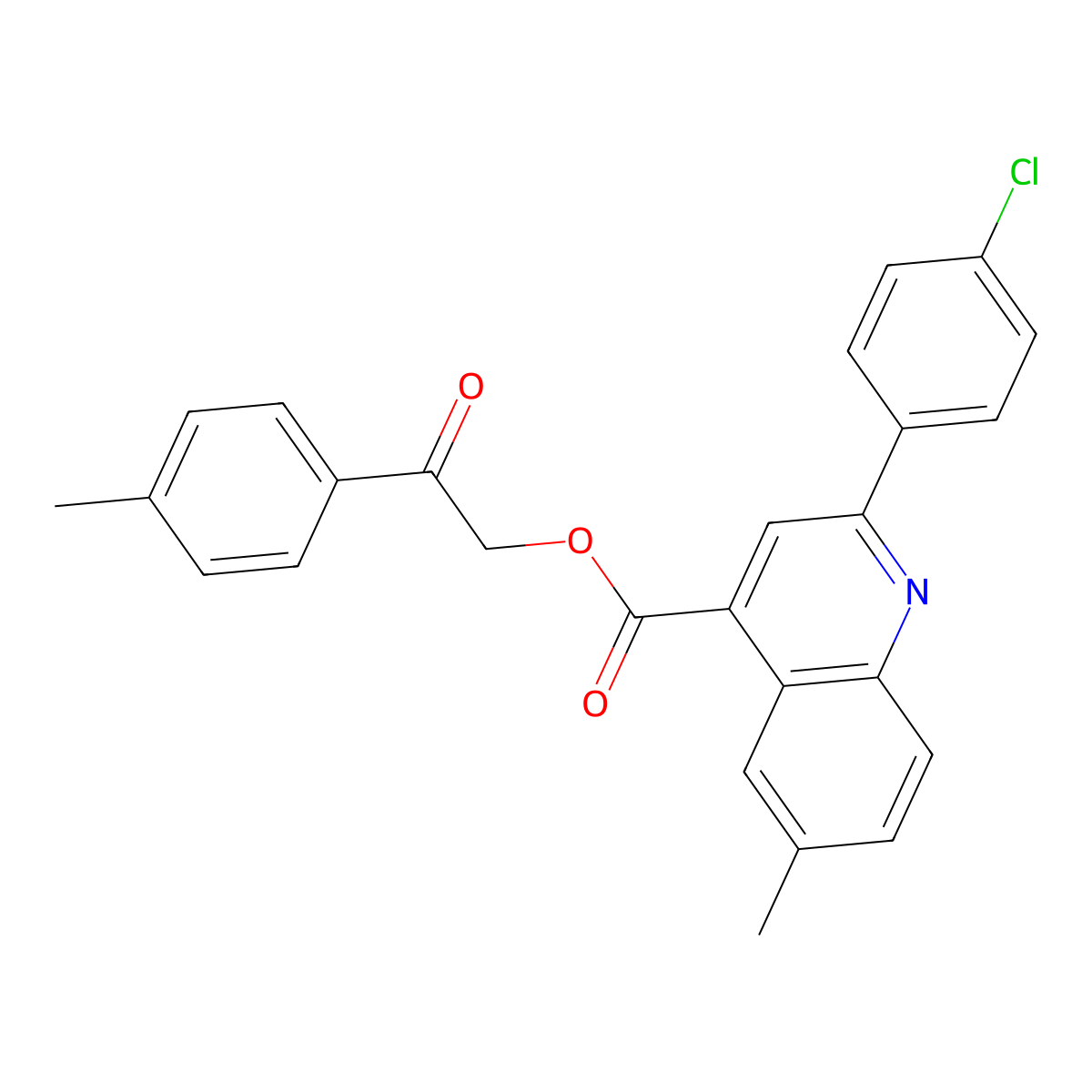 [2-(4-Methylphenyl)-2-oxoethyl] 2-(4-chlorophenyl)-6-methylquinoline-4-carboxylate molecular structure, CAS 499210-02-5