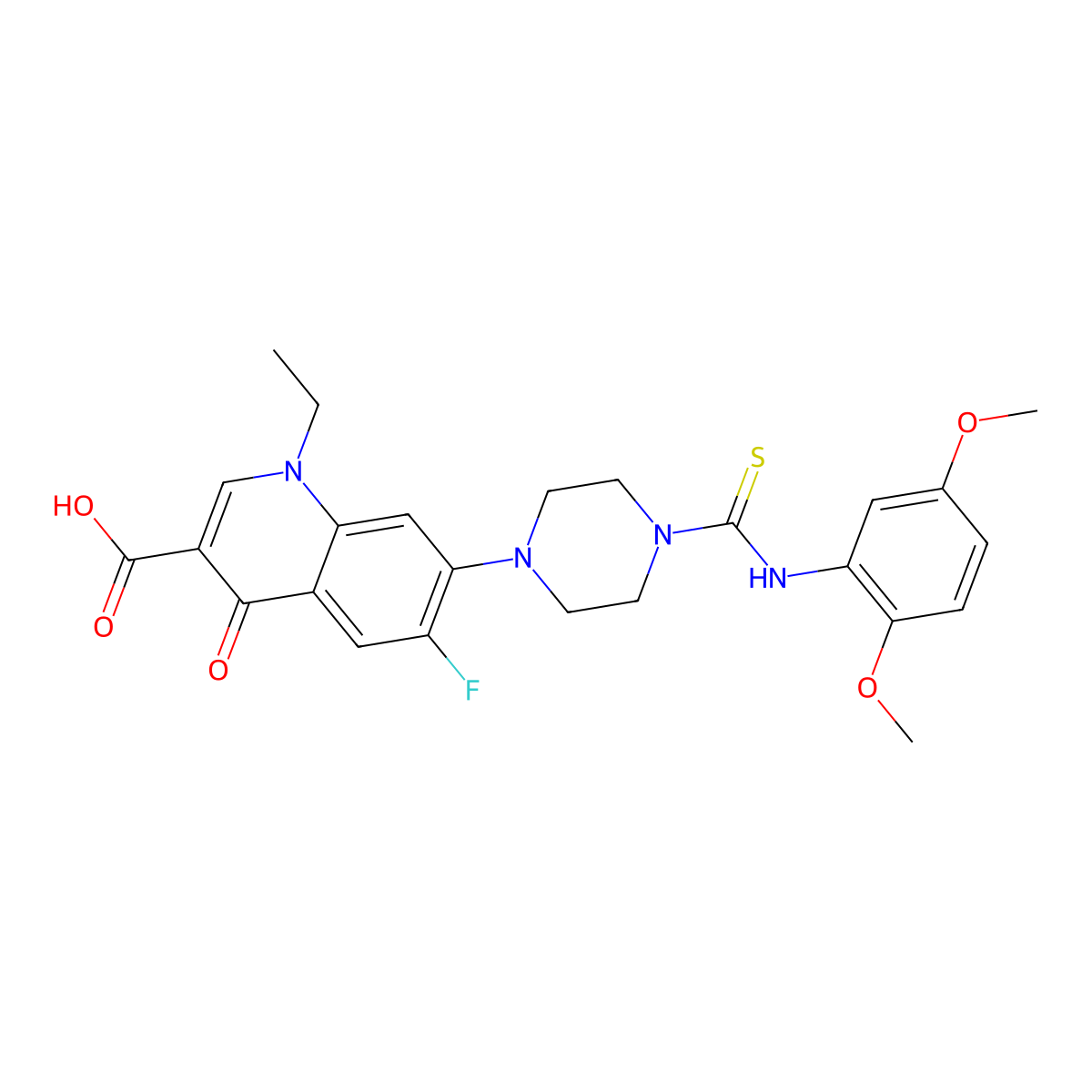 7-[4-[(2,5-Dimethoxyphenyl)carbamothioyl]piperazin-1-yl]-1-ethyl-6-fluoro-4-oxoquinoline-3-carboxylic acid molecular structure, CAS 499210-40-1