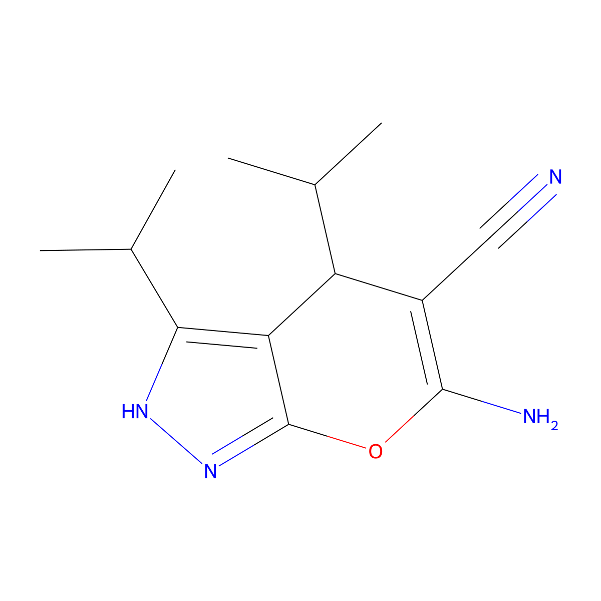 6-Amino-3,4-diisopropyl-2,4-dihydro-pyrano[2,3-c]pyrazole-5-carbonitrile molecular structure, CAS 499210-47-8