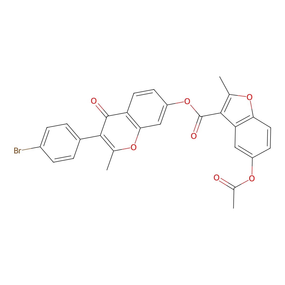 [3-(4-Bromophenyl)-2-methyl-4-oxochromen-7-yl] 5-acetyloxy-2-methyl-1-benzofuran-3-carboxylate molecular structure, CAS 499211-09-5