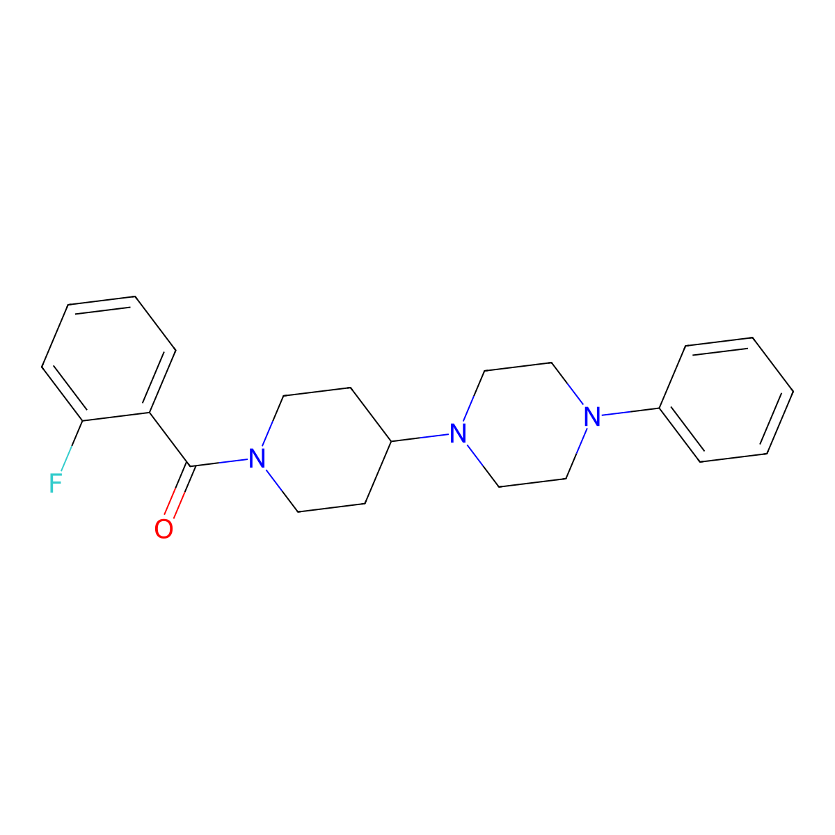 (2-Fluorophenyl)-[4-(4-phenylpiperazin-1-yl)piperidin-1-yl]methanone molecular structure, CAS 499211-29-9