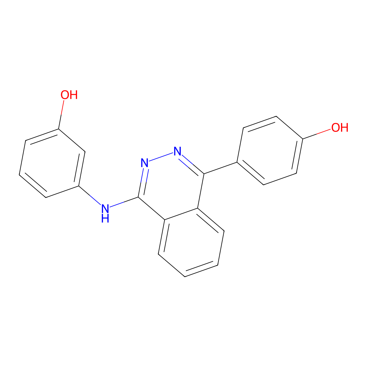 3-{[(1Z)-4-(4-hydroxyphenyl)phthalazin-1(2H)-ylidene]amino}phenol molecular structure, CAS 499211-85-7