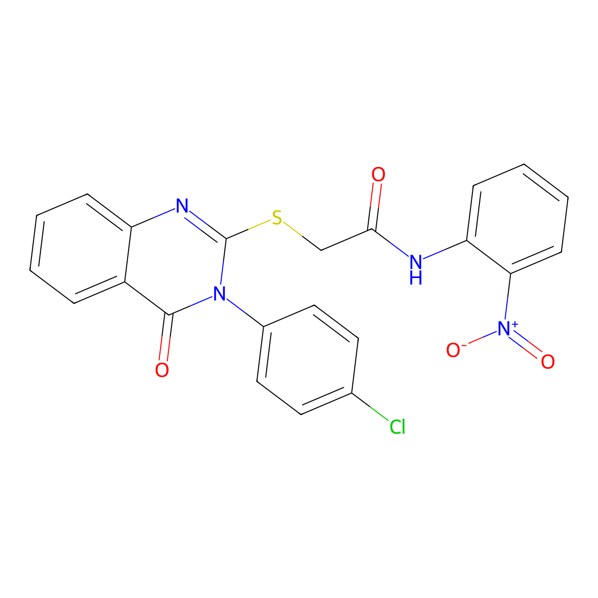 2-{[3-(4-chlorophenyl)-4-oxo-3,4-dihydroquinazolin-2-yl]sulfanyl}-N-(2-nitrophenyl)acetamide molecular structure, CAS 499211-99-3