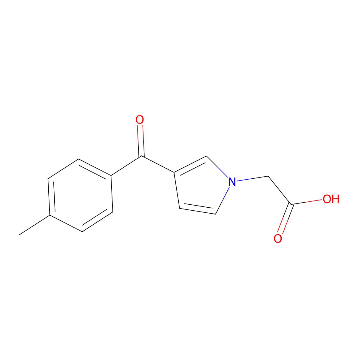 1H-Pyrrole-1-acetic acid, 3-(4-methylbenzoyl)- molecular structure, CAS 499214-43-6
