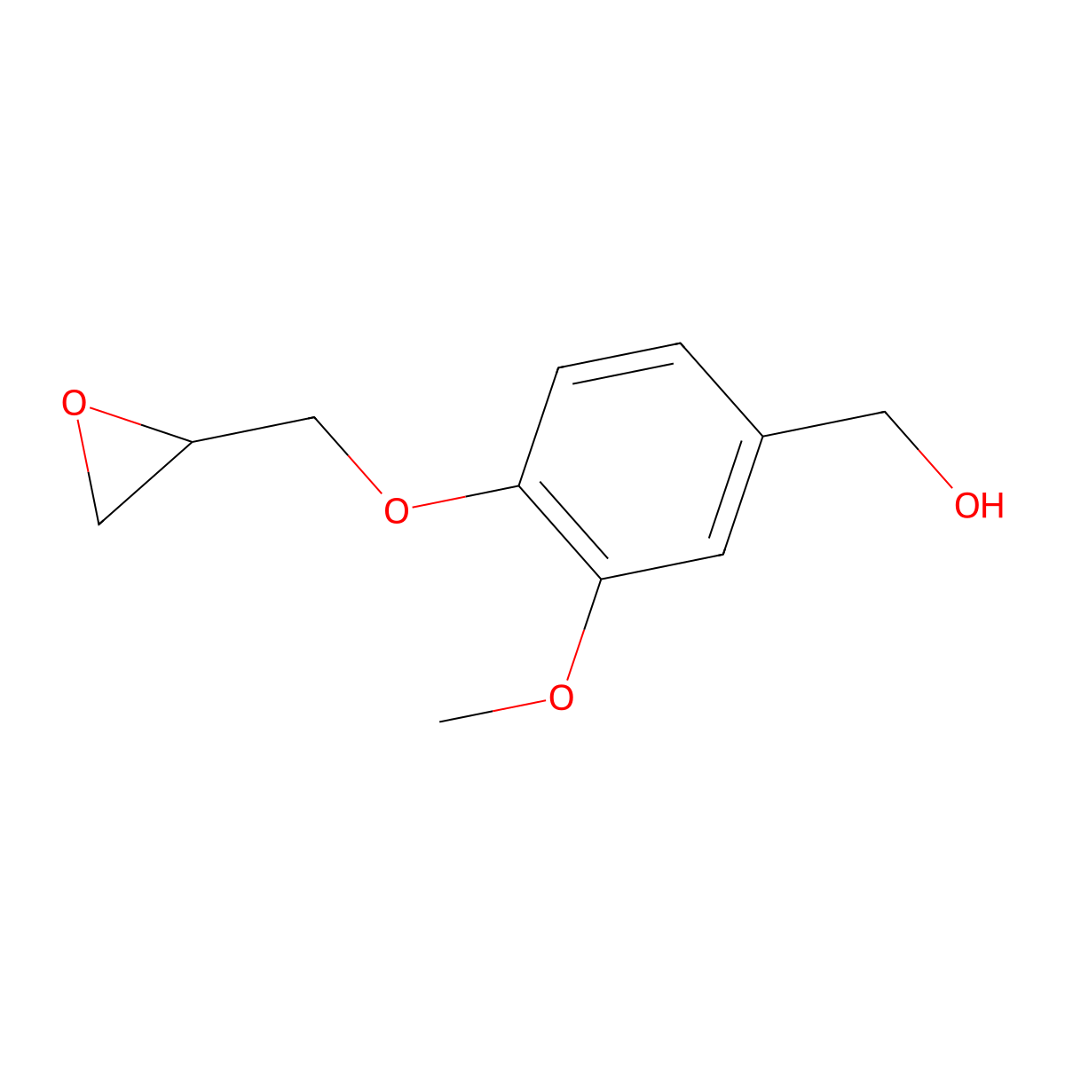 Benzenemethanol, 3-methoxy-4-(oxiranylmethoxy)- molecular structure, CAS 499219-63-5