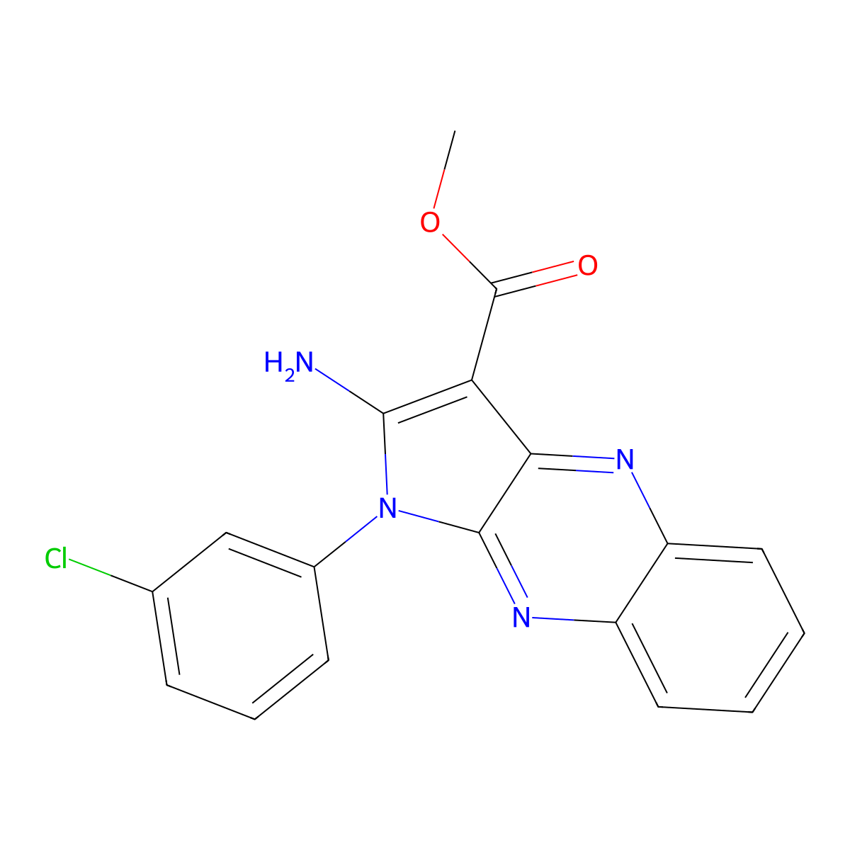methyl 2-amino-1-(3-chlorophenyl)-1H-pyrrolo[2,3-b]quinoxaline-3-carboxylate molecular structure, CAS 499226-88-9
