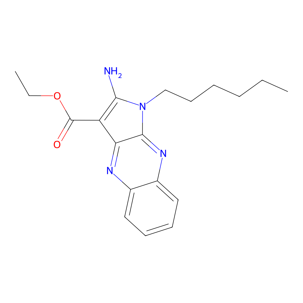 Ethyl 2-amino-1-hexylpyrrolo[3,2-b]quinoxaline-3-carboxylate molecular structure, CAS 499226-94-7