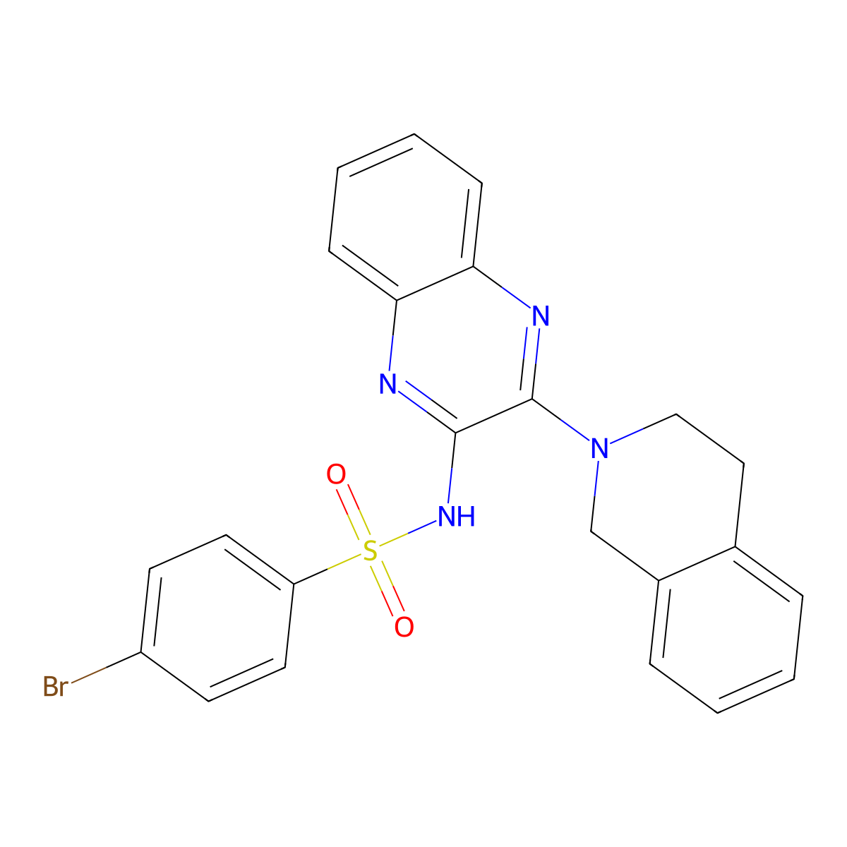 4-bromo-N-[3-(3,4-dihydroisoquinolin-2(1H)-yl)quinoxalin-2-yl]benzenesulfonamide molecular structure, CAS 499227-35-9