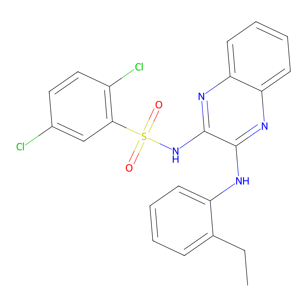 2,5-dichloro-N-{3-[(2-ethylphenyl)amino]quinoxalin-2-yl}benzenesulfonamide molecular structure, CAS 499227-68-8