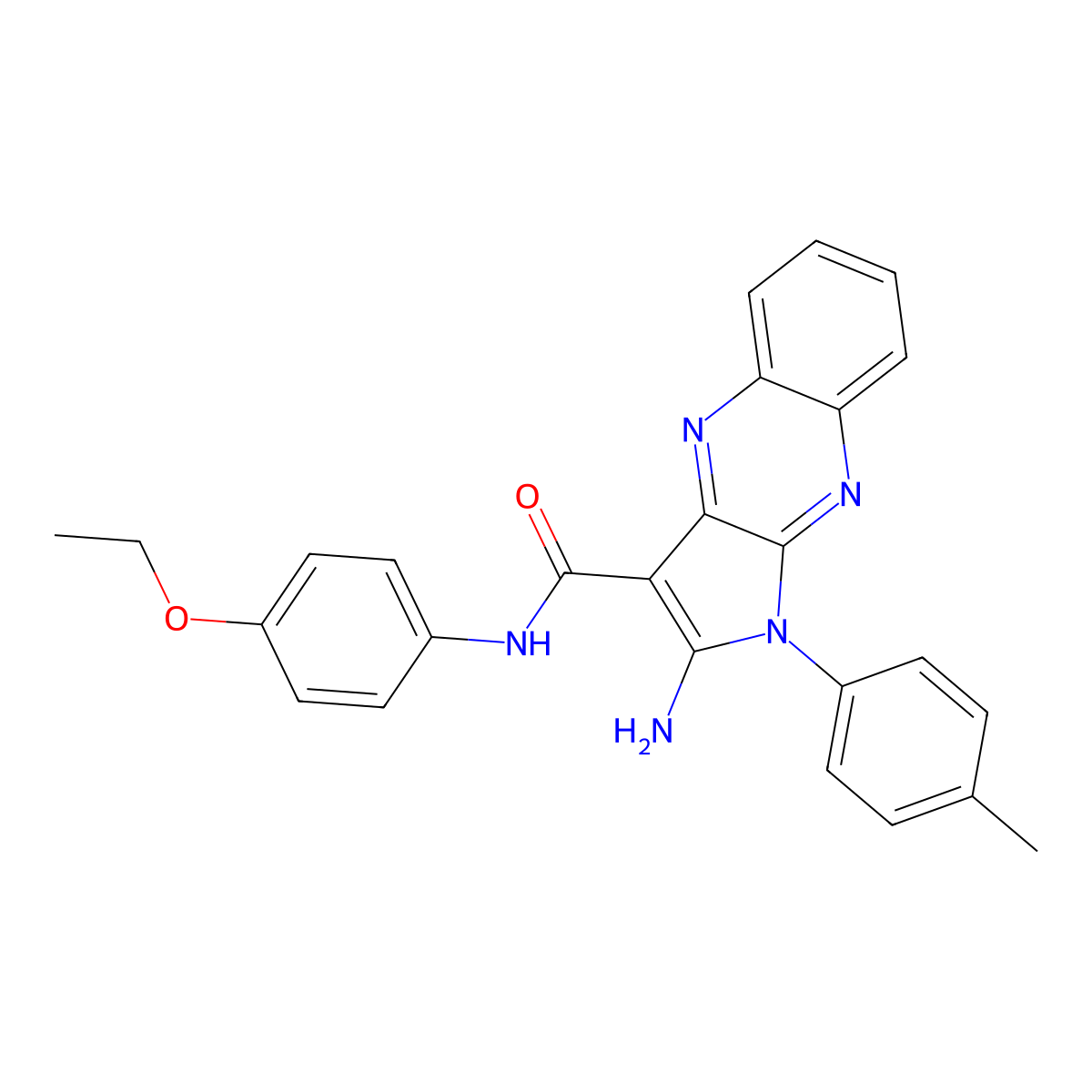 2-amino-N-(4-ethoxyphenyl)-1-(4-methylphenyl)-1H-pyrrolo[2,3-b]quinoxaline-3-carboxamide molecular structure, CAS 499228-66-9