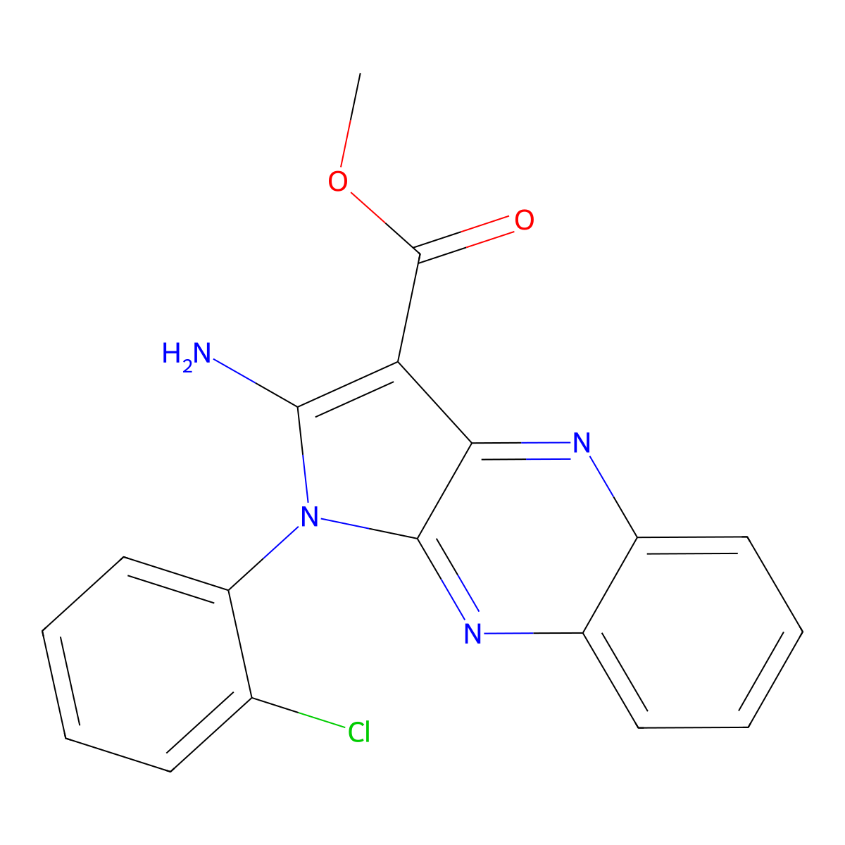 methyl 2-amino-1-(2-chlorophenyl)-1H-pyrrolo[2,3-b]quinoxaline-3-carboxylate molecular structure, CAS 499229-02-6