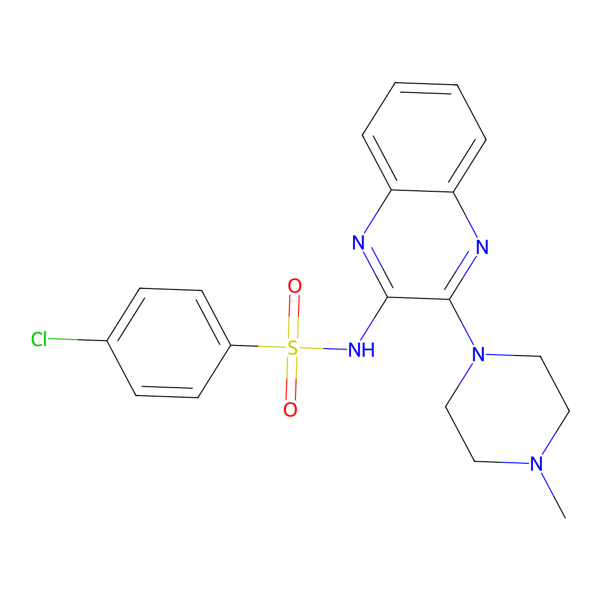 4-chloro-N-[3-(4-methylpiperazin-1-yl)quinoxalin-2-yl]benzenesulfonamide molecular structure, CAS 499229-84-4