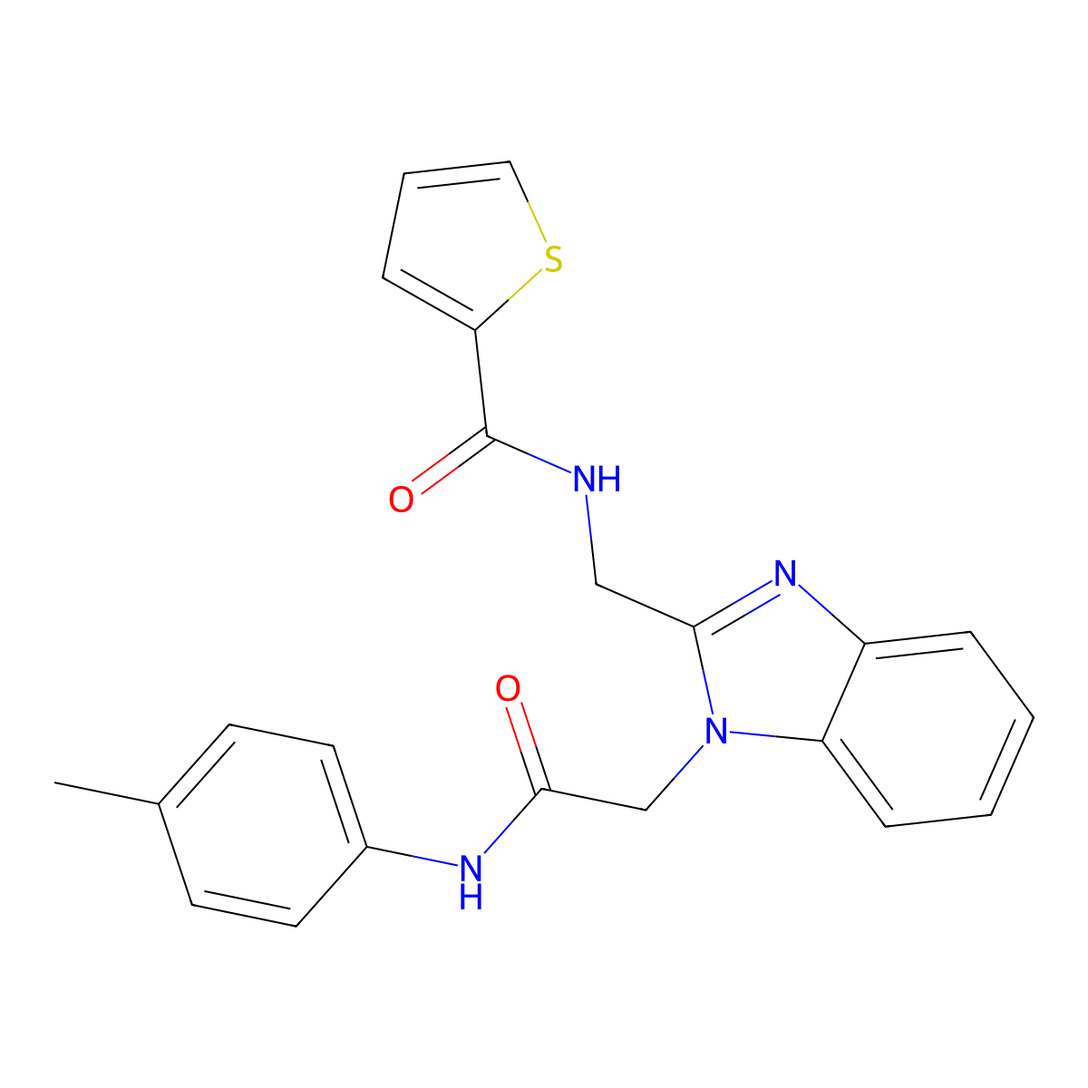 N-[(1-{[(4-methylphenyl)carbamoyl]methyl}-1H-1,3-benzodiazol-2-yl)methyl]thiophene-2-carboxamide molecular structure, CAS 499230-49-8