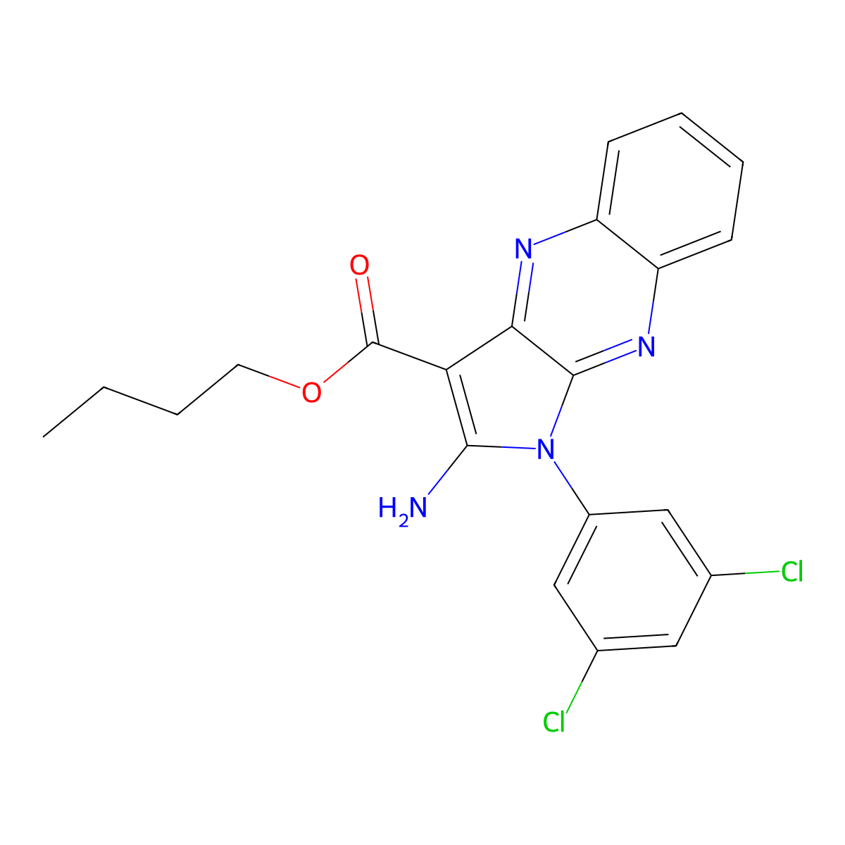 Butyl 2-amino-1-(3,5-dichlorophenyl)-1H-pyrrolo(2,3-B)quinoxaline-3-carboxylate molecular structure, CAS 499231-93-5