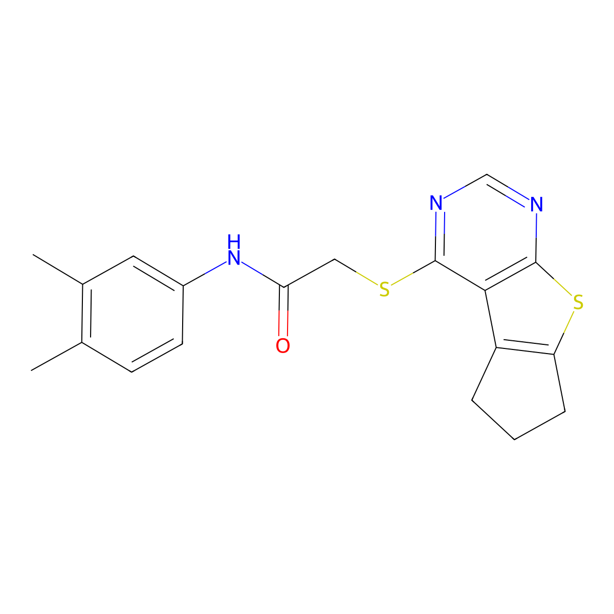 N-(3,4-dimethylphenyl)-2-{7-thia-9,11-diazatricyclo[6.4.0.0^{2,6}]dodeca-1(12),2(6),8,10-tetraen-12-ylsulfanyl}acetamide molecular structure, CAS 499232-23-4