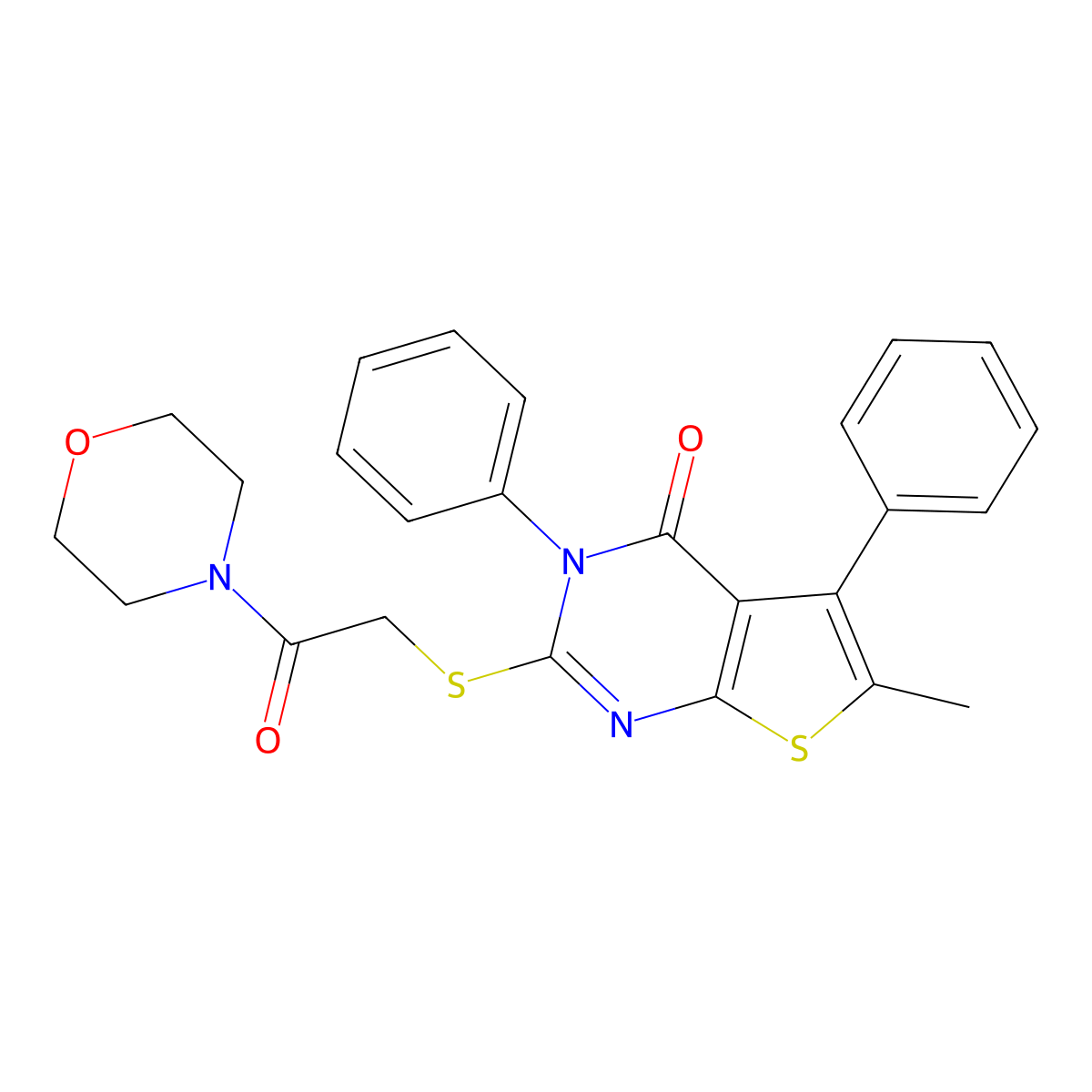 6-methyl-2-{[2-(morpholin-4-yl)-2-oxoethyl]sulfanyl}-3,5-diphenylthieno[2,3-d]pyrimidin-4(3H)-one molecular structure, CAS 499233-12-4
