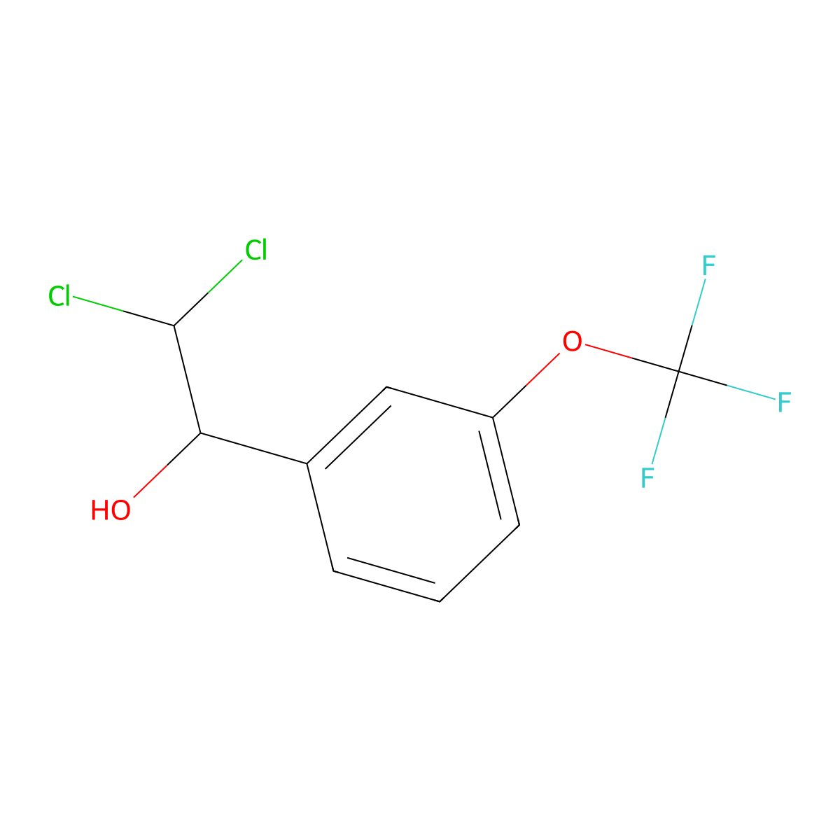 2,2-Dichloro-1-(3-(trifluoromethoxy)phenyl)ethanol molecular structure, CAS 499240-71-0