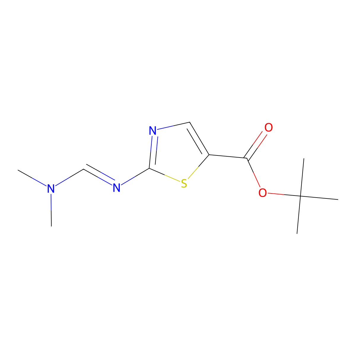 Tert-butyl 2-{[(dimethylamino)methylene]amino}-1,3-thiazole-5-carboxylate molecular structure, CAS 499240-79-8