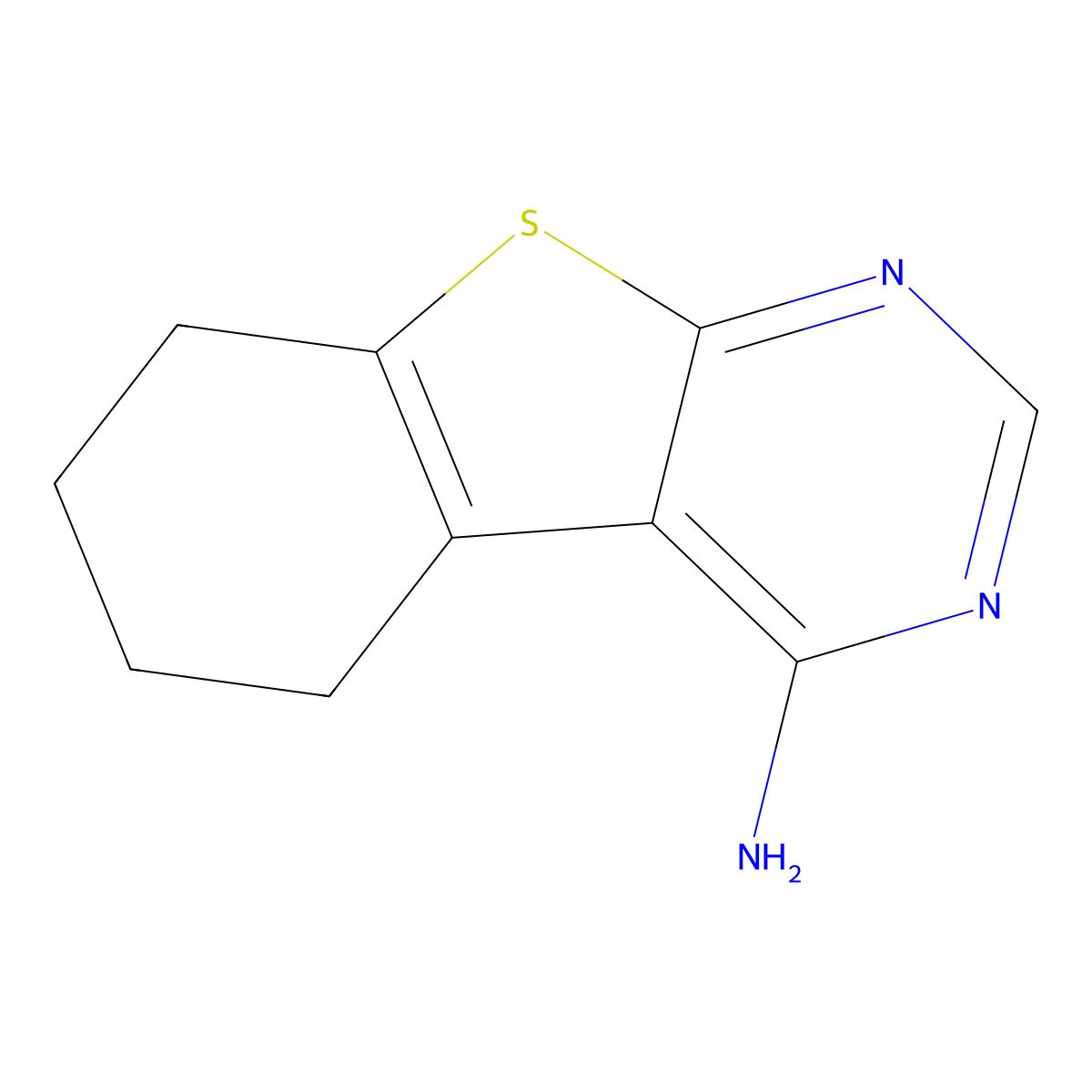 5,6,7,8-Tetrahydrobenzo(4,5)thieno(2,3-d)pyrimidin-4-amine molecular structure, CAS 4994-88-1
