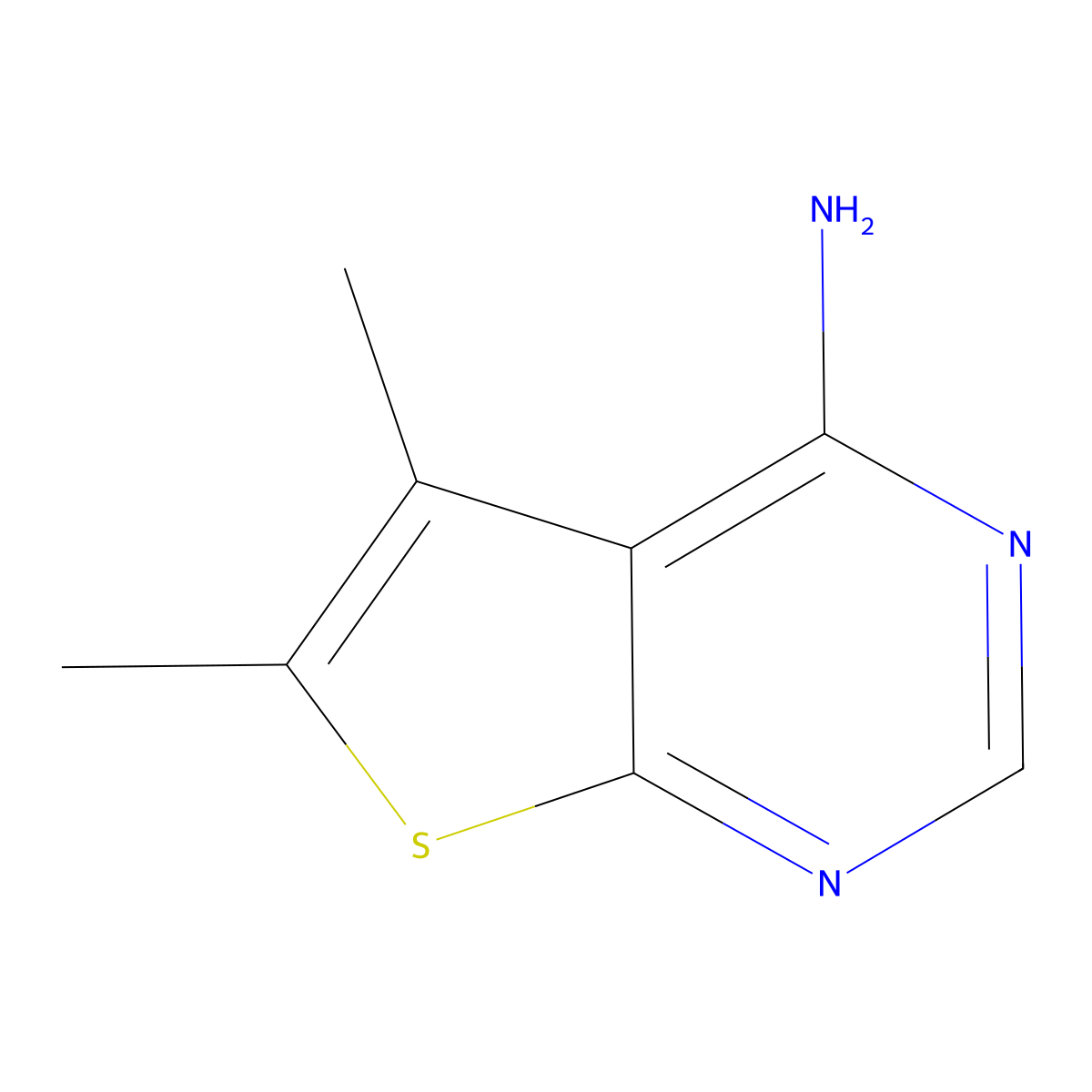 5,6-Dimethylthieno(2,3-d)pyrimidin-4-amine molecular structure, CAS 4994-89-2