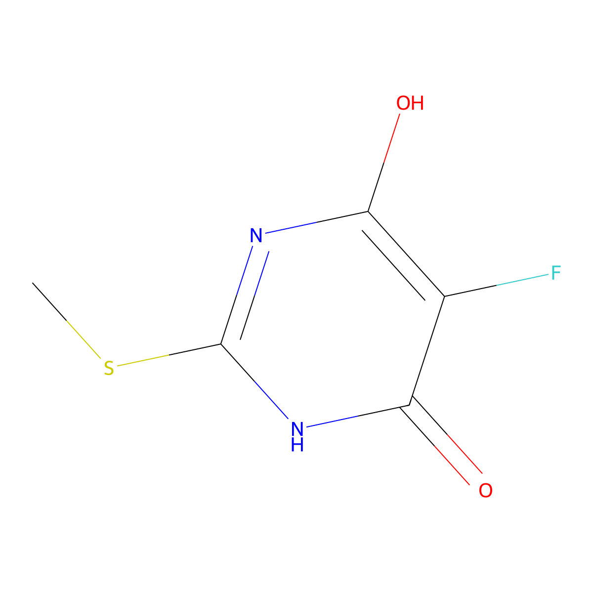 5-Fluoro-6-hydroxy-2-methylthio-4(1h)-pyrimidinone molecular structure, CAS 4996-41-2