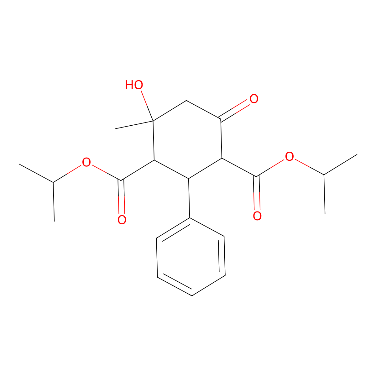 Dipropan-2-yl 4-hydroxy-4-methyl-6-oxo-2-phenylcyclohexane-1,3-dicarboxylate molecular structure, CAS 499766-31-3