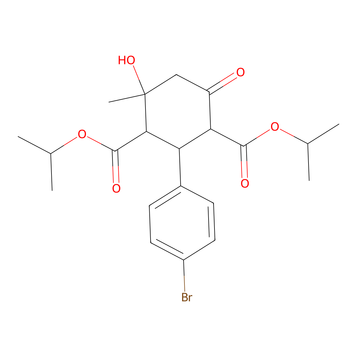 Dipropan-2-yl 2-(4-bromophenyl)-4-hydroxy-4-methyl-6-oxocyclohexane-1,3-dicarboxylate molecular structure, CAS 499766-32-4