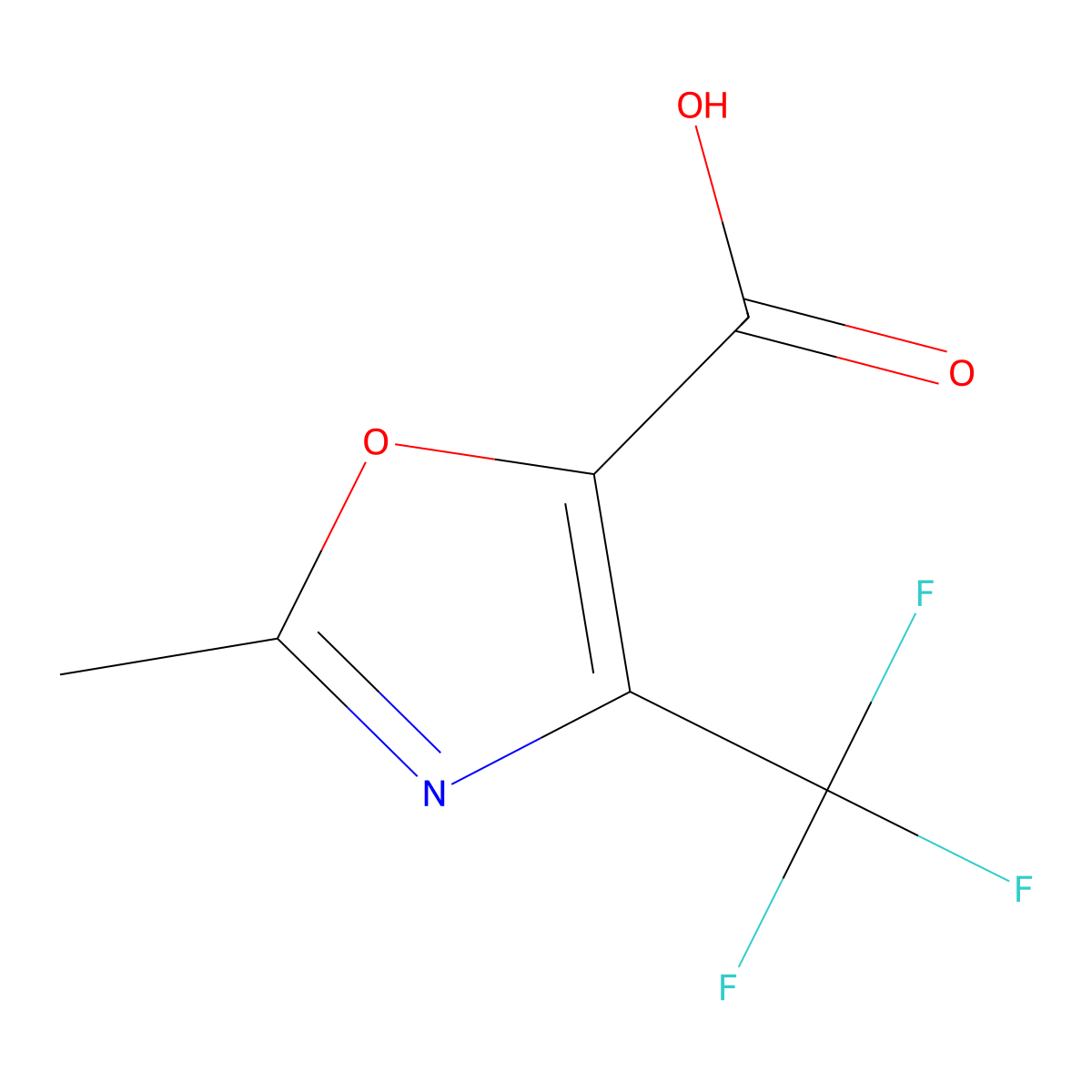 2-Methyl-4-(trifluoromethyl)-1,3-oxazole-5-carboxylic acid molecular structure, CAS 499766-90-4