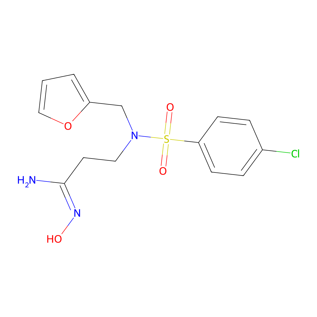 3-[[(4-chlorophenyl)sulfonyl](2-furylmethyl)amino]-N'-hydroxypropanimidamide molecular structure, CAS 499769-99-2