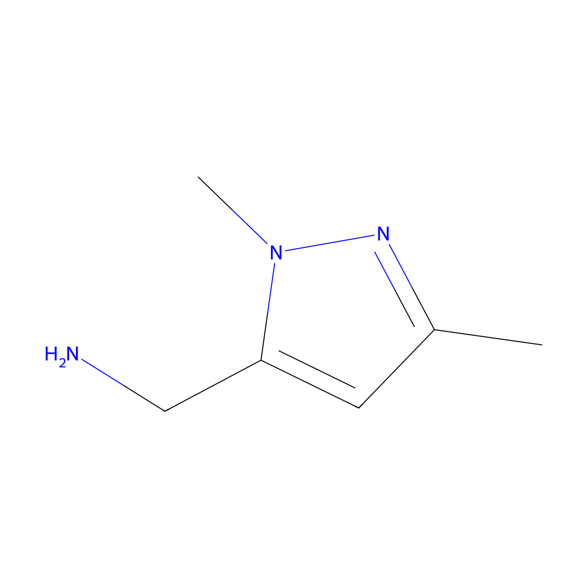 (1,3-Dimethyl-1H-pyrazol-5-yl)methanamine molecular structure, CAS 499770-63-7