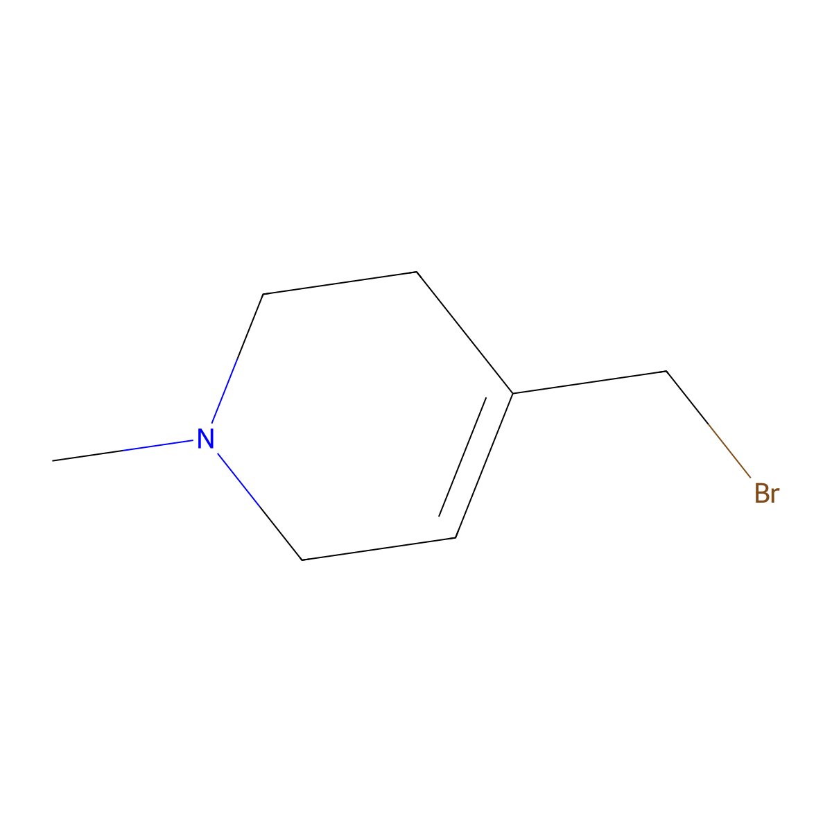 4-(Bromomethyl)-1-methyl-1,2,3,6-tetrahydropyridine molecular structure, CAS 499770-89-7