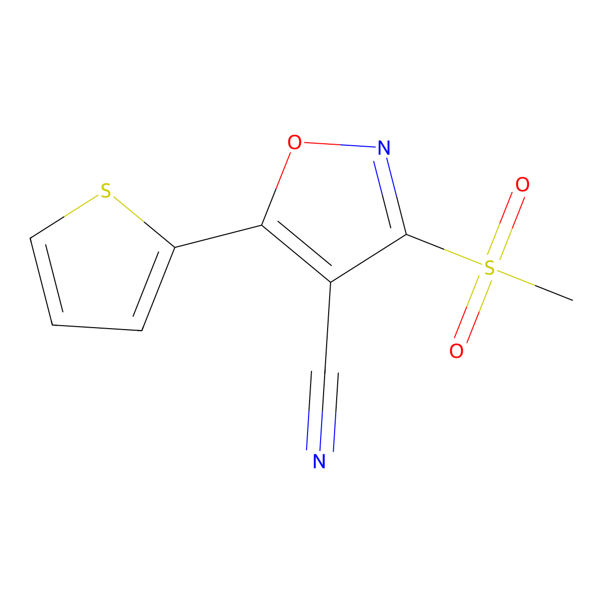 3-(Methylsulfonyl)-5-(2-thienyl)isoxazole-4-carbonitrile molecular structure, CAS 499771-08-3