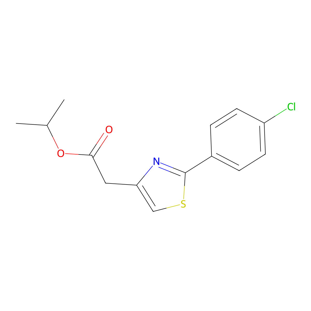 Isopropyl 2-[2-(4-chlorophenyl)-1,3-thiazol-4-yl]acetate molecular structure, CAS 499771-13-0