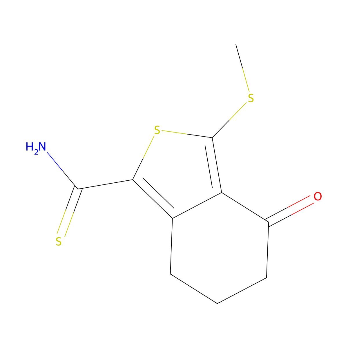 3-(Methylthio)-4-oxo-4,5,6,7-tetrahydro-2-benzothiophene-1-carbothioamide molecular structure, CAS 499771-14-1