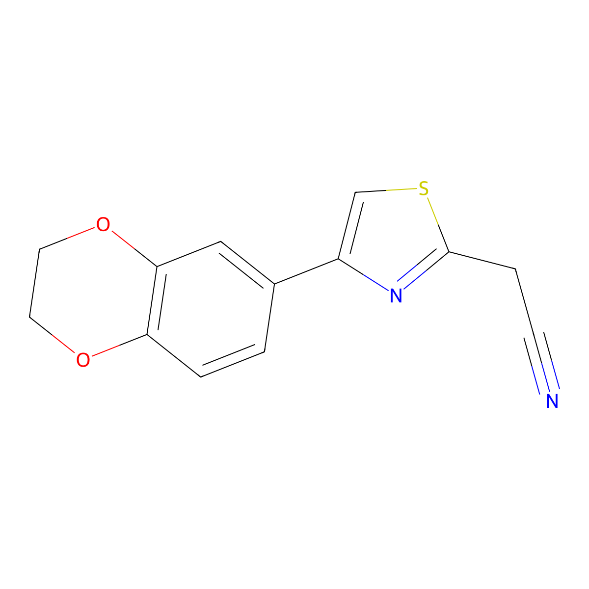2-[4-(2,3-Dihydro-1,4-benzodioxin-6-yl)-1,3-thiazol-2-yl]acetonitrile molecular structure, CAS 499771-17-4