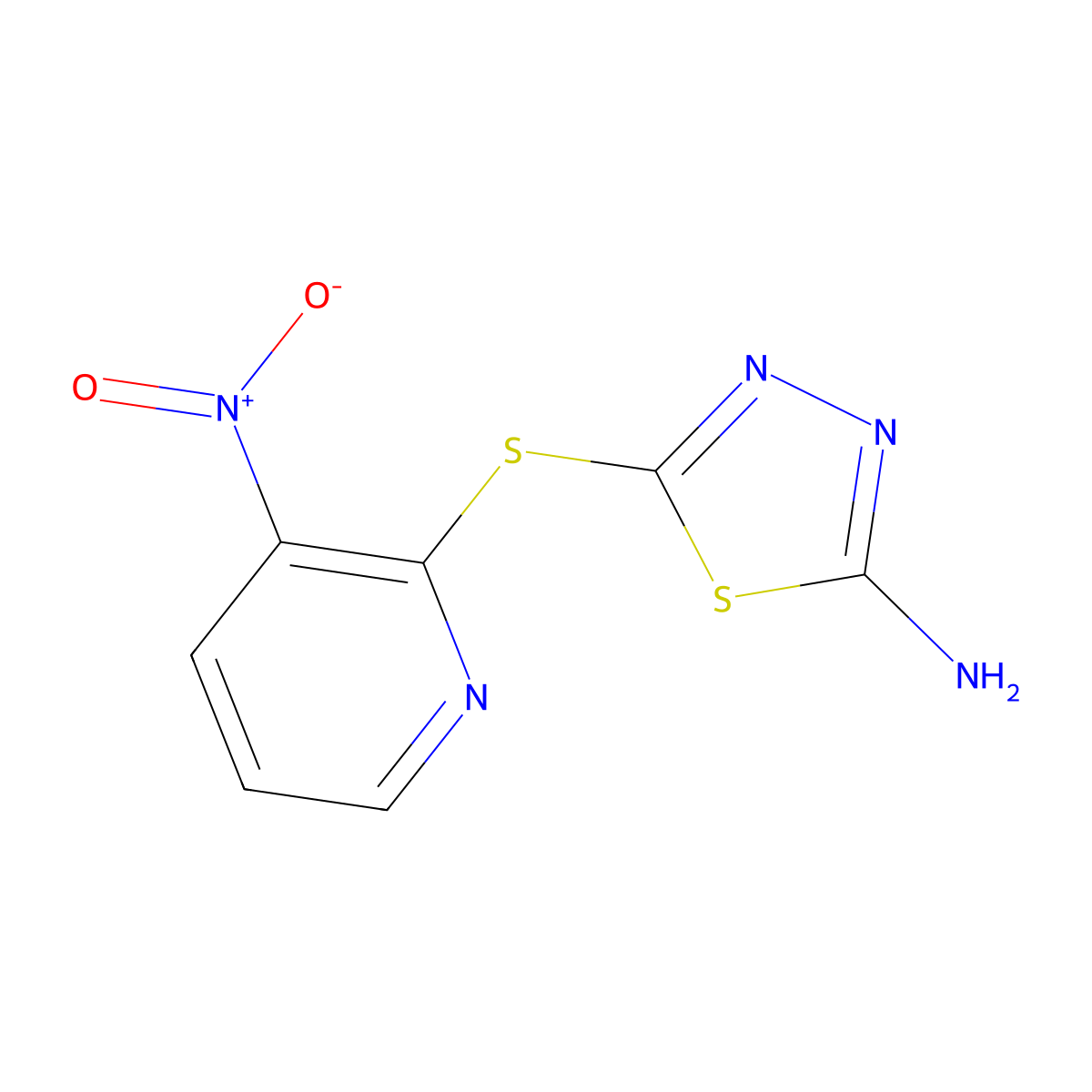 5-[(3-Nitropyridin-2-yl)sulfanyl]-1,3,4-thiadiazol-2-amine molecular structure, CAS 499771-19-6