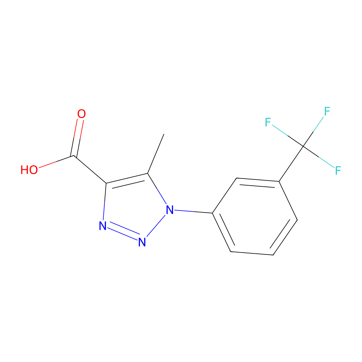 5-Methyl-1-(3-(trifluoromethyl)phenyl)-1H-1,2,3-triazole-4-carboxylic acid molecular structure, CAS 499771-21-0