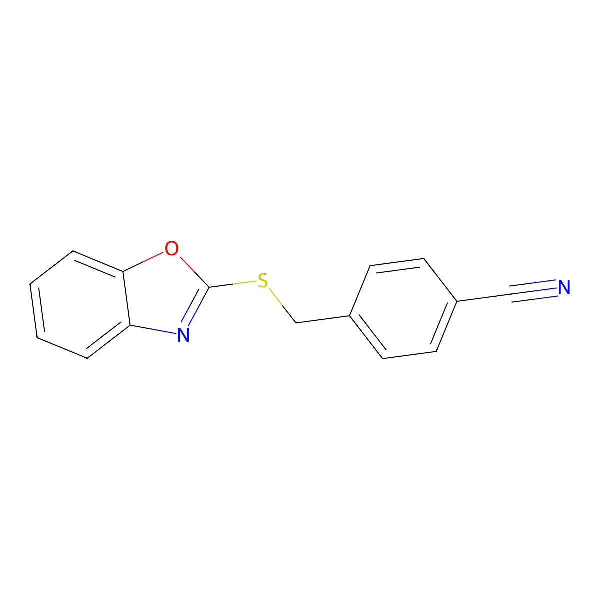 4-[(1,3-Benzoxazol-2-ylsulfanyl)methyl]benzonitrile molecular structure, CAS 499776-81-7