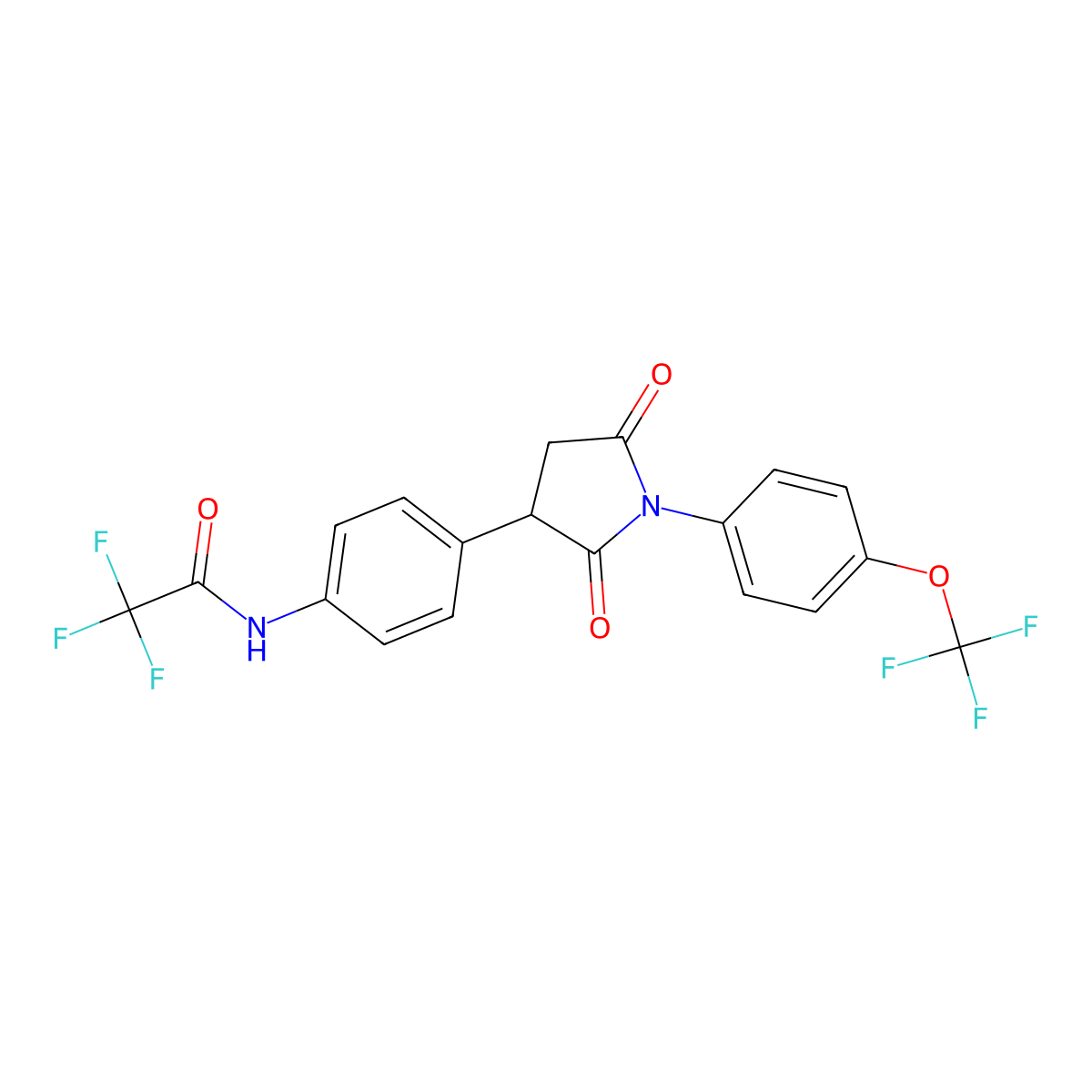 N-[4-[2,5-dioxo-1-[4-(trifluoromethoxy)phenyl]pyrrolidin-3-yl]phenyl]-2,2,2-trifluoroacetamide molecular structure, CAS 499782-94-4