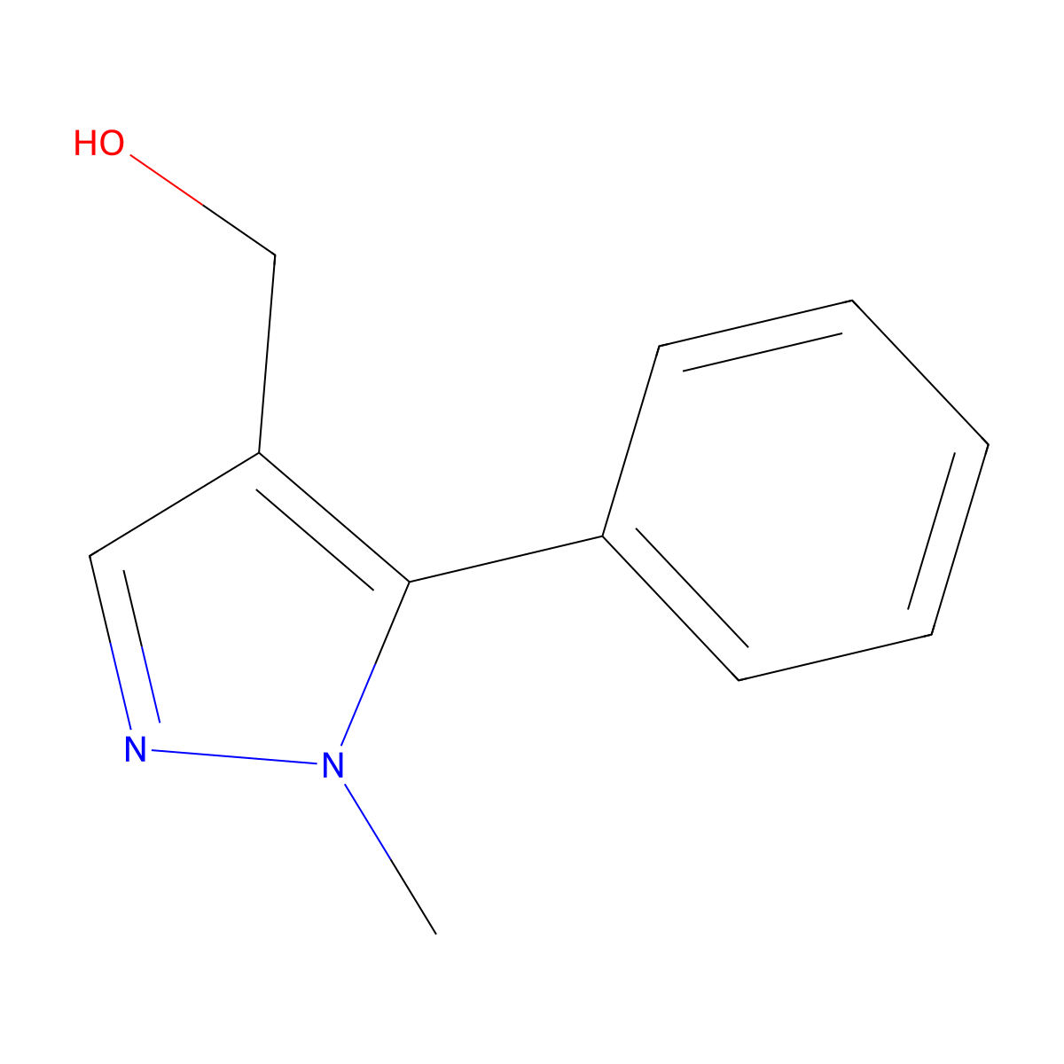 (1-methyl-5-phenyl-1H-pyrazol-4-yl)methanol molecular structure, CAS 499785-47-6
