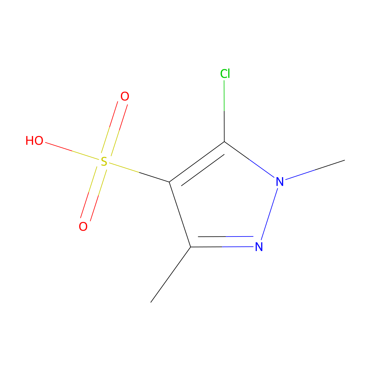 5-Chloro-1,3-dimethyl-1H-pyrazole-4-sulfonic acid molecular structure, CAS 499785-48-7