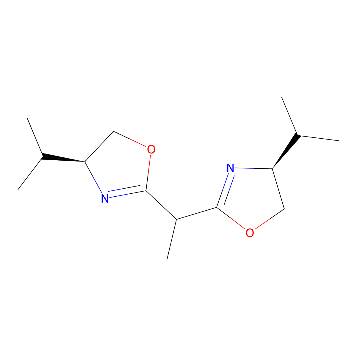 (4S,4'S)-2,2'-(Ethane-1,1-diyl)bis(4-isopropyl-4,5-dihydrooxazole) molecular structure, CAS 499786-37-7