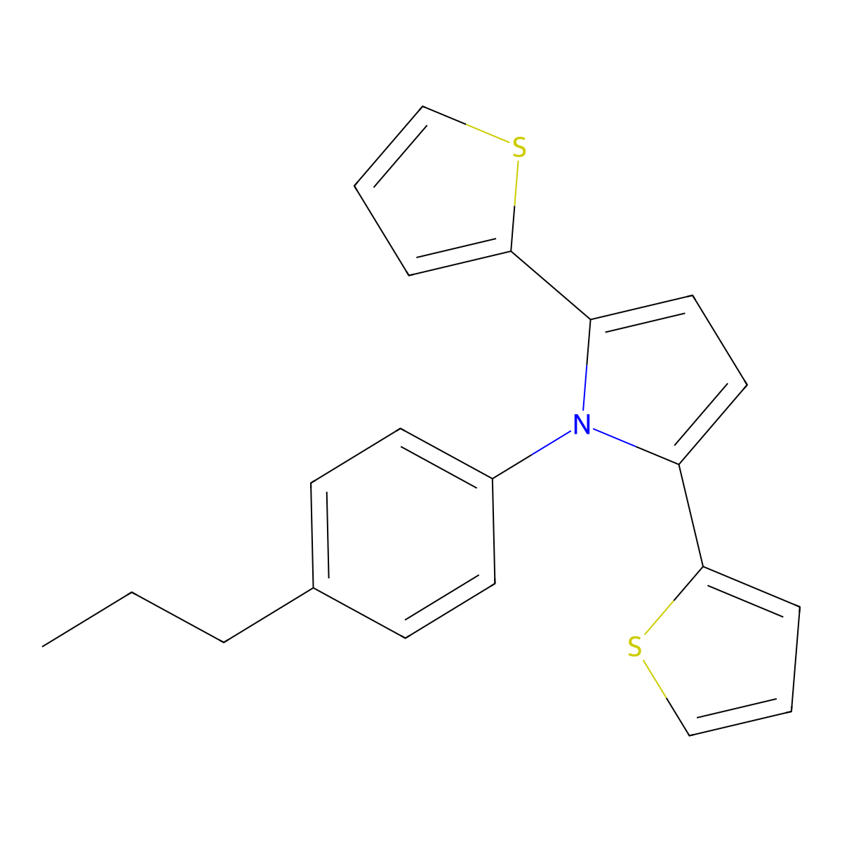 1-(4-Propylphenyl)-2,5-di(2-thienyl)-1H-pyrrole molecular structure, CAS 499793-84-9